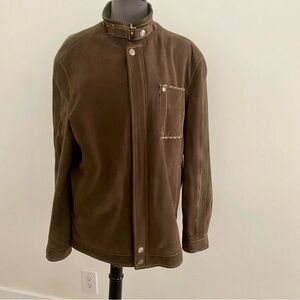 VINTAGE ACCORD MEN’S BROWN SUEDE MOTO JACKET SIZE MEDIUM CLASSIC MINIMALISTIC
